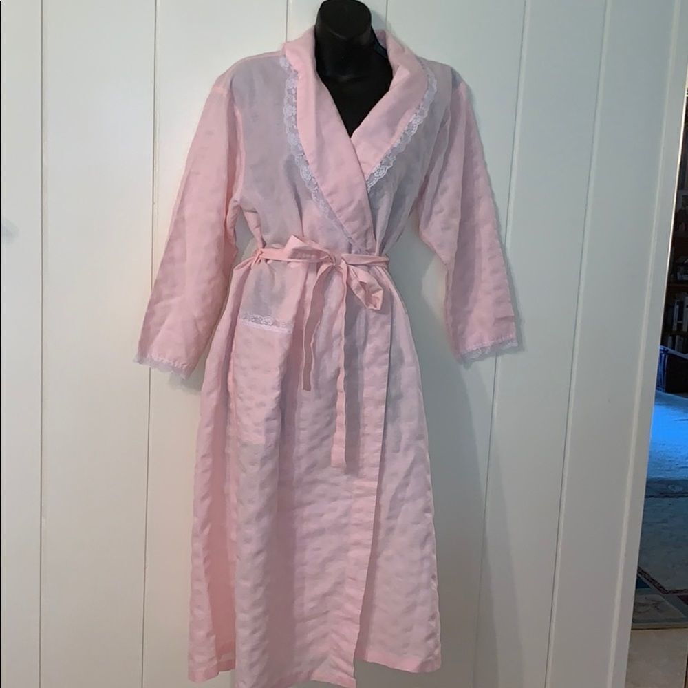 ‎Vtg 80s/90s Cachet pink cotton/polyester robe
